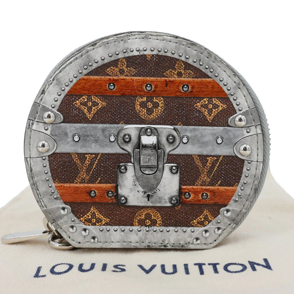 LOUIS VUITTON Micro Boite Chapeau Transformed Monogram Time Trunks Coin Purse Silver