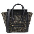 CELINE Nano Luggage Tweed Leather Tote Crossbody Bag Black