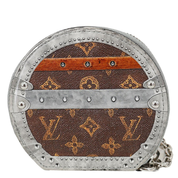 LOUIS VUITTON Micro Boite Chapeau Transformed Monogram Time Trunks Coin Purse Silver