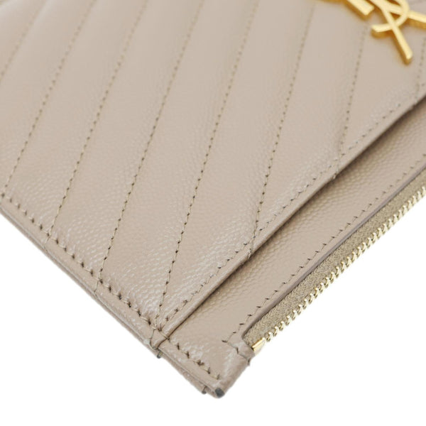 YVES SAINT LAURENT Large Bill Monogram Grain De Poudre Pouch Beige