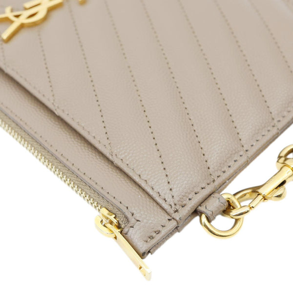 YVES SAINT LAURENT Large Bill Monogram Grain De Poudre Pouch Beige