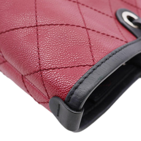 CHANEL Shopping Fever Quilted Caviar Leather Tote Bag Maroon