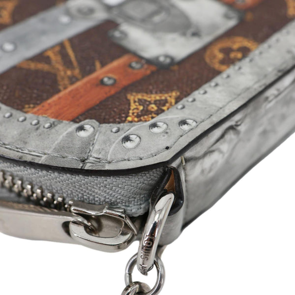 LOUIS VUITTON Micro Boite Chapeau Transformed Monogram Time Trunks Coin Purse Silver