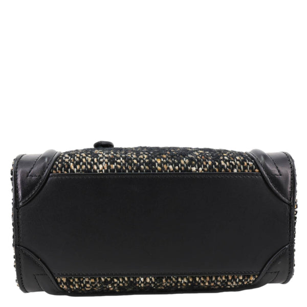 CELINE Nano Luggage Tweed Leather Tote Crossbody Bag Black
