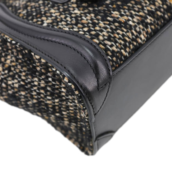 CELINE Nano Luggage Tweed Leather Tote Crossbody Bag Black