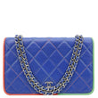 CHANEL Quilted Leather Wallet On Chain Blue
