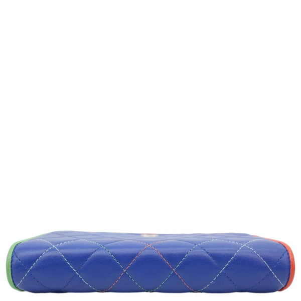 CHANEL Quilted Leather Wallet On Chain Blue