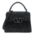 VALENTINO Garavani VSling Crystal Embellished Leather Top Handle Bag Black