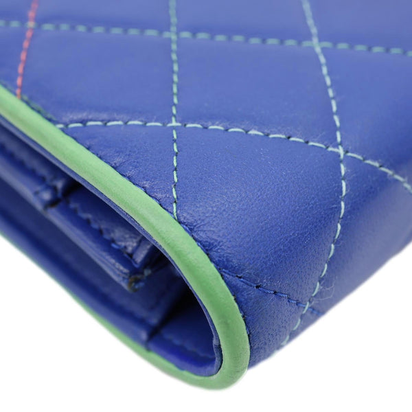 CHANEL Quilted Leather Wallet On Chain Blue