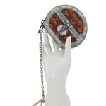 LOUIS VUITTON Micro Boite Chapeau Transformed Monogram Time Trunks Coin Purse Silver