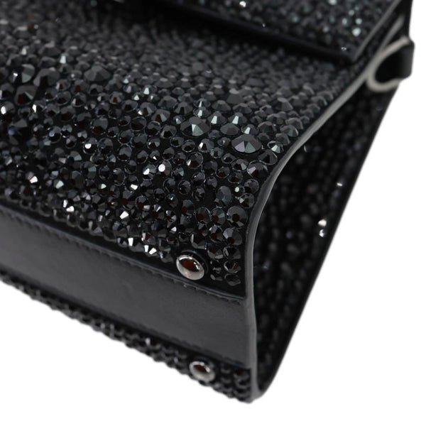 VALENTINO Garavani VSling Crystal Embellished Leather Top Handle Bag Black