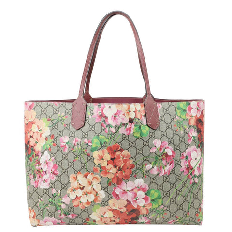 GUCCI Blooms GG Supreme Floral Tote Bag Dry Rose 368568