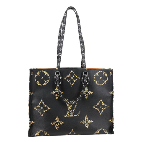 LOUIS VUITTON Onthego Jungle GM Giant Monogram Canvas Tote Shoulder Bag Black