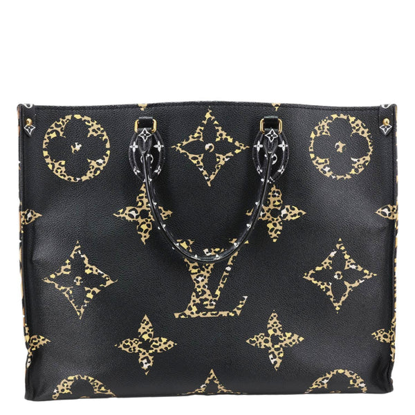 LOUIS VUITTON Onthego Jungle GM Giant Monogram Canvas Tote Shoulder Bag Black