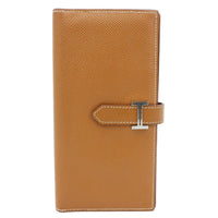 HERMES Bearn Epsom Leather Long Wallet Brown