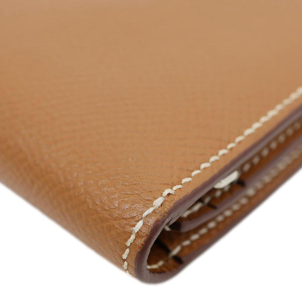 HERMES Bearn Epsom Leather Long Wallet Brown