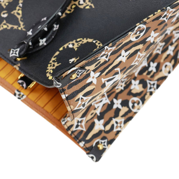 LOUIS VUITTON Onthego Jungle GM Giant Monogram Canvas Tote Shoulder Bag Black