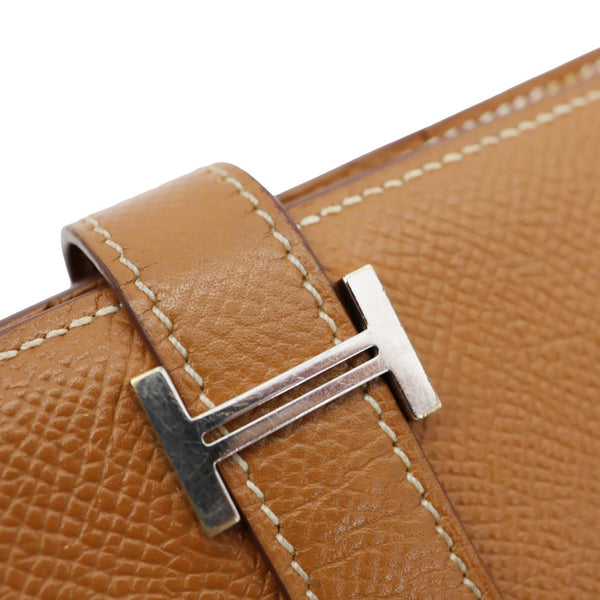 HERMES Bearn Epsom Leather Long Wallet Brown