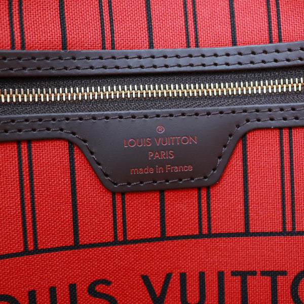 LOUIS VUITTON Neverfull MM Damier Ebene Tote Bag Brown