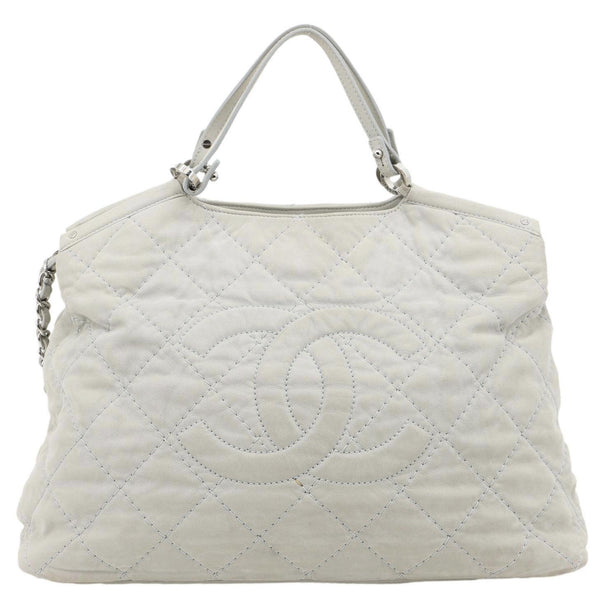 CHANEL CC Sea Hit Quilted Calfskin Leather Tote Bag Grey