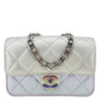 CHANEL Gradient Metallic Quilted Calfskin Leather Clutch Bag Silver