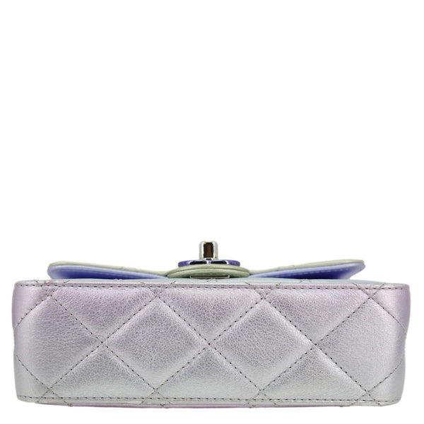 CHANEL Gradient Metallic Quilted Calfskin Leather Clutch Bag Silver