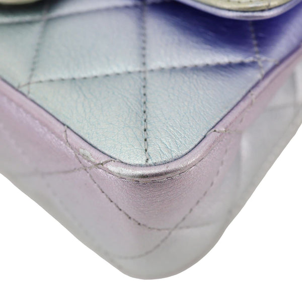 CHANEL Gradient Metallic Quilted Calfskin Leather Clutch Bag Silver