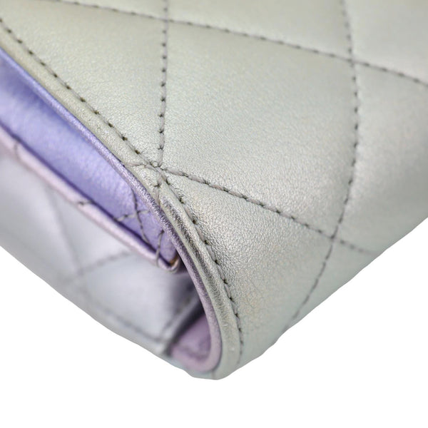 CHANEL Gradient Metallic Quilted Calfskin Leather Clutch Bag Silver