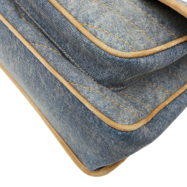 YVES SAINT LAURENT Signature Niki Medium Denim Chain Crossbody Bag Blue