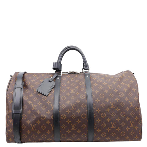 LOUIS VUITTON Keepall 55 Bandouliere Monogram Canvas Travel Bag Black