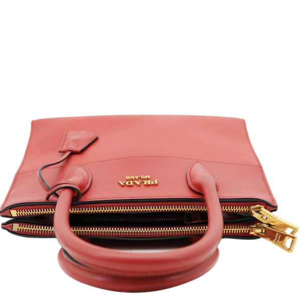 PRADA Paradigme Saffiano Leather Satchel Bag Red