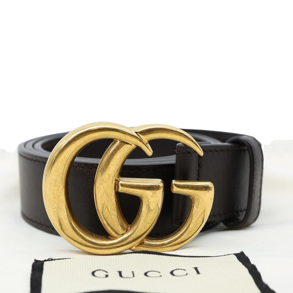 GUCCI GG Buckle Marmont Thin Leather Belt  Black 414516 Size 75/30