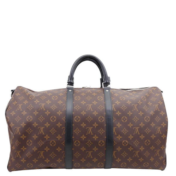 LOUIS VUITTON Keepall 55 Bandouliere Monogram Canvas Travel Bag Black