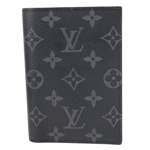 LOUIS VUITTON Monogram Eclipse Canvas Passport Cover Black