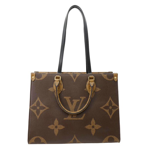 LOUIS VUITTON Onthego MM Giant Monogram Reverse Canvas Tote Bag Brown
