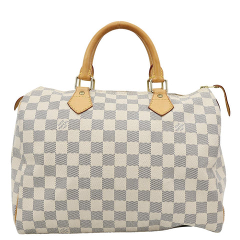 LOUIS VUITTON Speedy 30 Damier Azur Satchel Bag White
