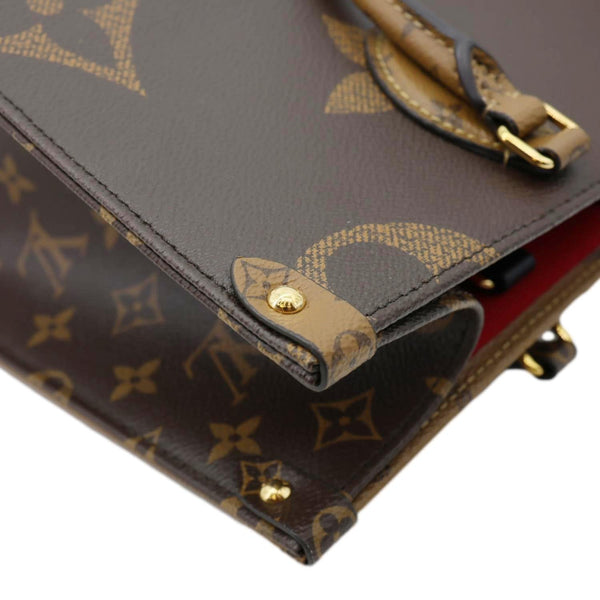 LOUIS VUITTON Onthego MM Giant Monogram Reverse Canvas Tote Bag Brown