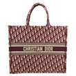 CHRISTIAN DIOR Book Large Oblique Embroidery Canvas Tote Bag Burgundy