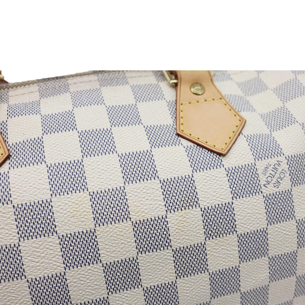 LOUIS VUITTON Speedy 30 Damier Azur Satchel Bag White