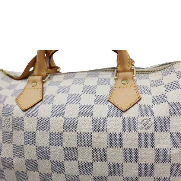 LOUIS VUITTON Speedy 30 Damier Azur Satchel Bag White