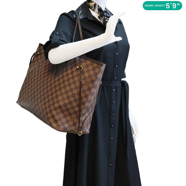 LOUIS VUITTON Neverfull GM Damier Ebene Tote Bag Brown