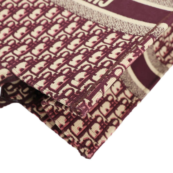 CHRISTIAN DIOR Book Large Oblique Embroidery Canvas Tote Bag Burgundy
