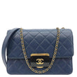 CHANEL Beauty Lock Flap Lambskin Leather Crossbody Bag Blue