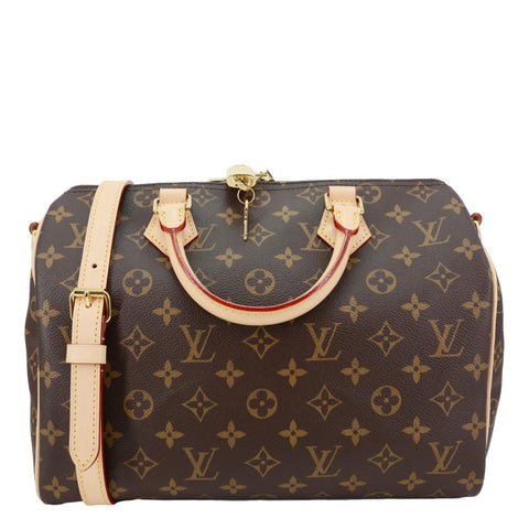 LOUIS VUITTON Speedy 30 Bandouliere Monogram Canvas Shoulder Bag Brown