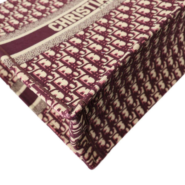 CHRISTIAN DIOR Book Large Oblique Embroidery Canvas Tote Bag Burgundy