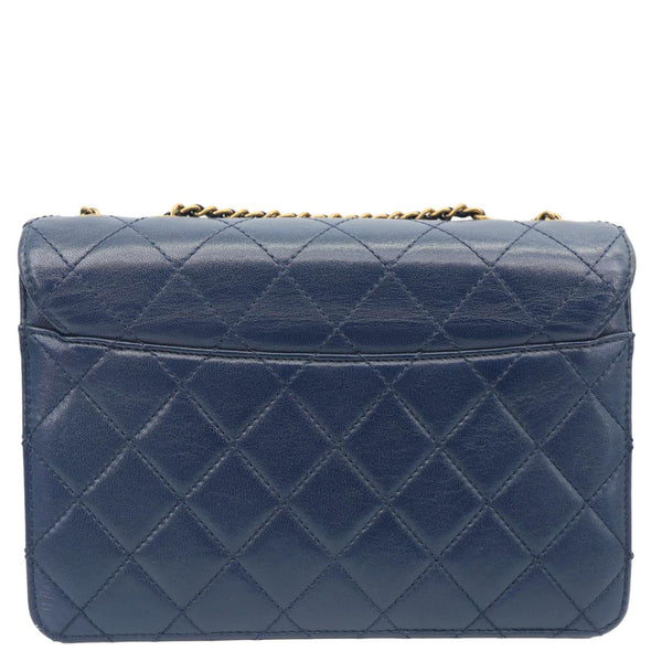 CHANEL Beauty Lock Flap Lambskin Leather Crossbody Bag Blue
