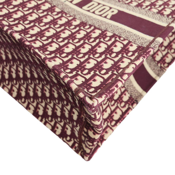 CHRISTIAN DIOR Book Large Oblique Embroidery Canvas Tote Bag Burgundy
