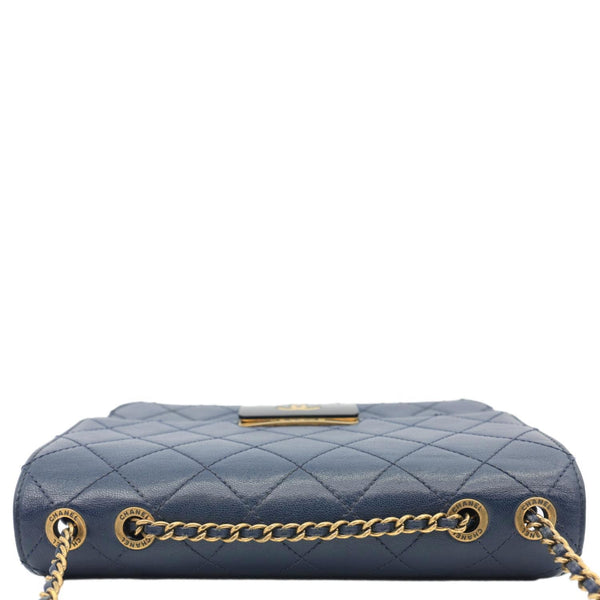 CHANEL Beauty Lock Flap Lambskin Leather Crossbody Bag Blue
