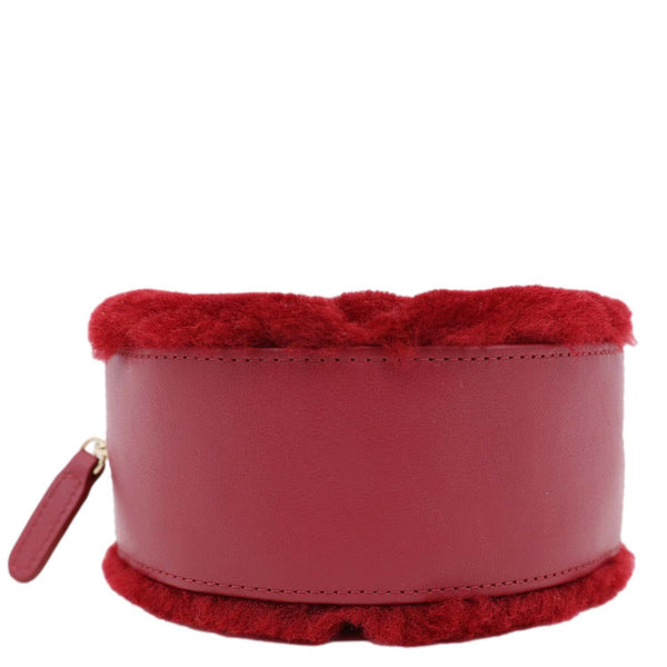 CHANEL Round Chevron Shearling Clutch With Chain Crossbody Bag Burgundy