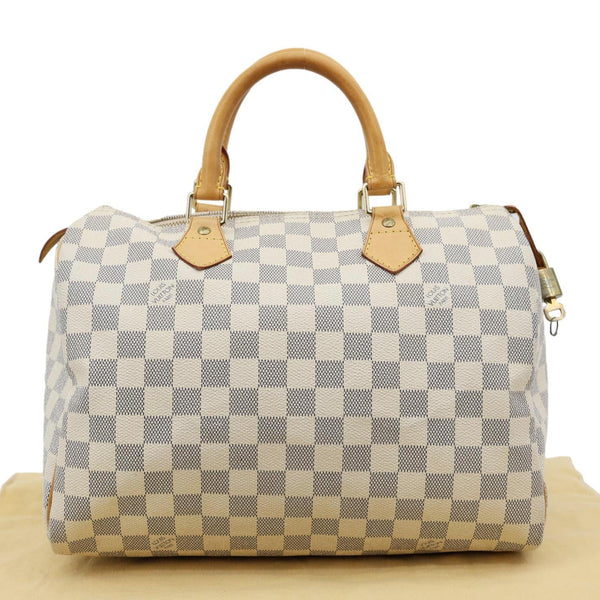 LOUIS VUITTON Speedy 30 Damier Azur Satchel Bag White
